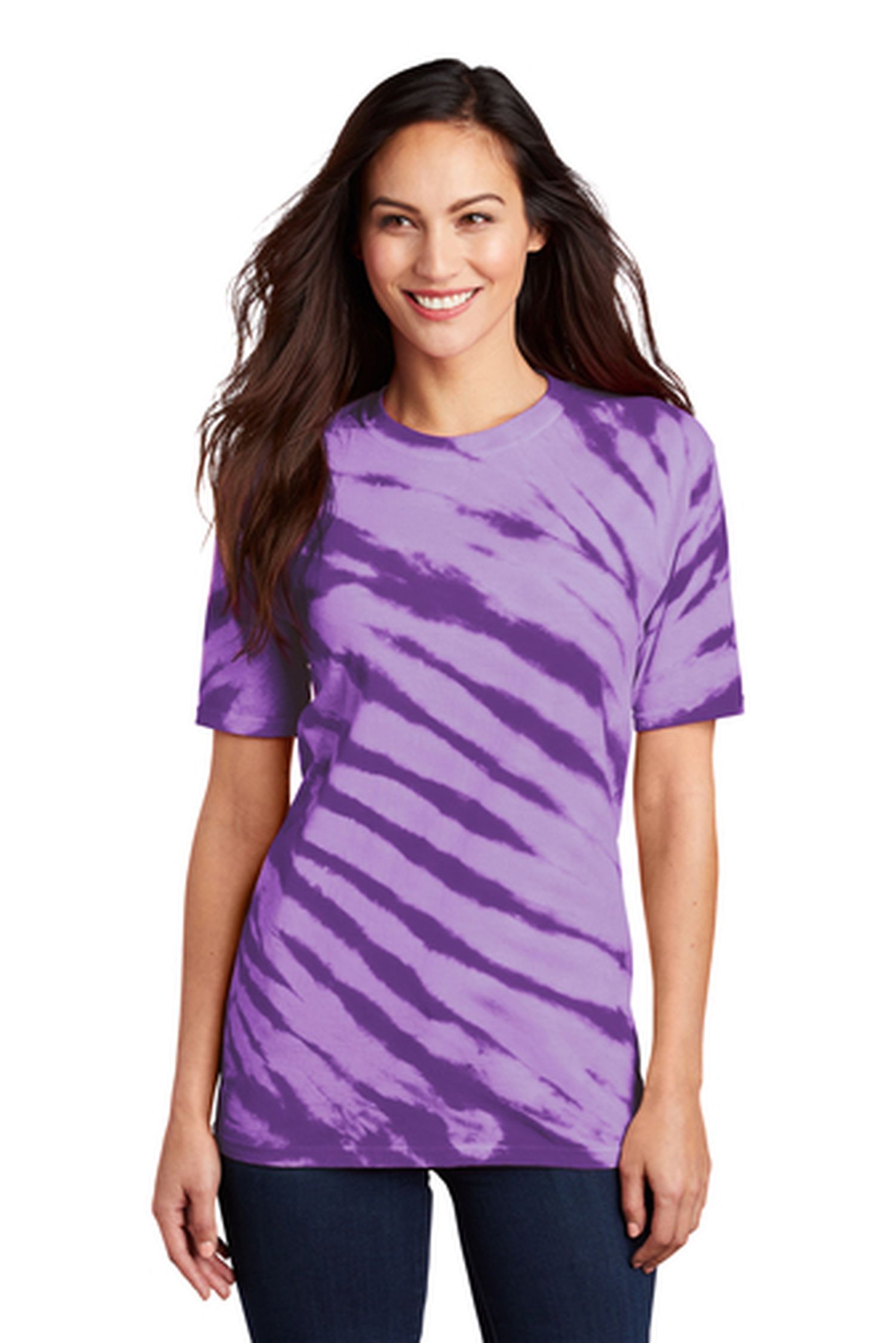 Port & Company Adult Unisex 5.4-Ounce 100% Cotton Tiger Stripe Tie-Dye Short Sleeve T-Shirt